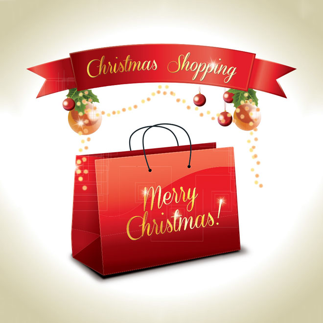 Christmas shopping bag Vector EPS